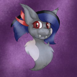 Size: 1500x1500 | Tagged: safe, artist:lil_vampirecj, derpibooru import, oc, oc only, bat pony, pony, artfight, artfight 2024, artfight attack, bust, clip studio paint, digital art, fangs, looking at you, portrait, solo