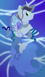 Size: 2429x4064 | Tagged: safe, artist:kosmiktym, derpibooru import, oc, oc only, oc:bounded-time, alicorn, pony, seapony (g4), background, curved horn, dorsal fin, fairy, fairy wings, fin, fish tail, flowing mane, flowing tail, horn, ocean, seaponified, smiling, solo, species swap, swimming, tail, underwater, water, wings