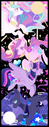 Size: 1570x4061 | Tagged: safe, artist:ssssssuperange, derpibooru import, princess cadance, princess celestia, princess luna, twilight sparkle, twilight sparkle (alicorn), alicorn, pony, abstract background, female, mare, passepartout, royal sisters, siblings, sisters