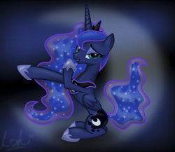 Size: 903x785 | Tagged: safe, artist:electroloki, derpibooru import, princess luna, g4, beautiful, concave belly, crown, cute, female, hoof shoes, jewelry, lidded eyes, lunabetes, mare, peytral, princess shoes, regalia, shading, sitting, slender, solo, thin