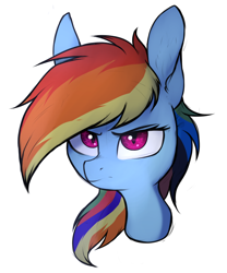 Size: 3000x3600 | Tagged: safe, artist:tatykin, derpibooru import, rainbow dash, pegasus, pony, g4, bust, ear fluff, ears, female, mare, portrait, simple background, solo, white background