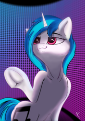 Size: 4961x7016 | Tagged: safe, artist:bluishdraft, derpibooru import, dj pon-3, vinyl scratch, pony, unicorn, g4, belly, female, frog (hoof), hoofbutt, horn, human shoulders, mare, solo, sternocleidomastoid, underhoof