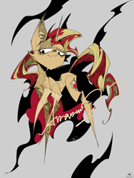 Size: 1600x2133 | Tagged: safe, artist:avravous, derpibooru import, sunset shimmer, pony, unicorn, g4, abstract background, female, horn, mare, solo