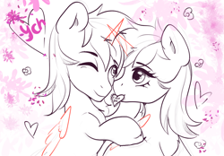 Size: 2360x1640 | Tagged: safe, derpibooru import, oc, alicorn, earth pony, pegasus, pony, unicorn, commission, couple, cute, duo, heart, horn, ych sketch, your character here