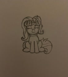 Size: 2813x3203 | Tagged: safe, artist:supersonicrainboom, derpibooru import, luster dawn, unicorn, g4, eyes closed, female, horn, mare, sitting, solo, traditional art