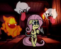 Size: 1930x1557 | Tagged: safe, artist:captainquack64, derpibooru import, fluttershy, ghost, pegasus, pony, undead, g4, 2019, bipedal, boo (super mario), crying, female, luigi's mansion, mare, nintendo, super mario bros.