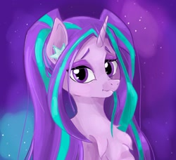 Size: 1940x1773 | Tagged: safe, artist:roachy, derpibooru exclusive, derpibooru import, aria blaze, pony, unicorn, equestria girls, g4, rainbow rocks, chest fluff, equestria girls ponified, eyeshadow, female, hair accessory, high res, horn, makeup, mare, newbie artist training grounds, ponified, purple eyeshadow, rainbow rocks 10th anniversary, solo, species swap, unicorn aria blaze