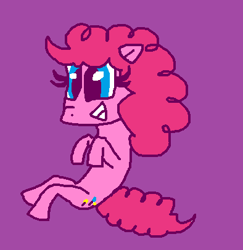 Size: 394x406 | Tagged: safe, artist:serenitydarina87, derpibooru import, pinkie pie, earth pony, g4, 1000 hours in ms paint, female, purple background, simple background, solo