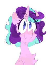 Size: 1930x2500 | Tagged: safe, artist:pakmur, derpibooru exclusive, derpibooru import, starlight glimmer, unicorn, g4, blue eyes, bust, cute, horn, portrait, short hair, simple background, smiling, solo, white background