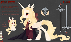 Size: 1920x1152 | Tagged: safe, artist:kabuvee, derpibooru import, oc, oc:adrian blessed, alicorn, bat pony, bat pony alicorn, pony, undead, vampire, vampony, bat wings, clothes, horn, male, reference sheet, solo, stallion, sword, weapon, wings