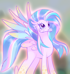 Size: 2152x2277 | Tagged: safe, artist:lanlanlc, derpibooru import, silverstream, hippogriff, g4, female, rainbow power, tall, teenager