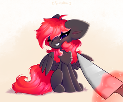 Size: 3000x2500 | Tagged: safe, artist:persikulka, derpibooru import, oc, oc only, pegasus, pony, knife, magic, meme, pegasus oc, ponified, ponified animal photo, ponified meme, simple background, smug, solo, telekinesis