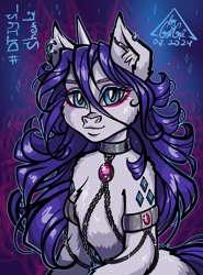 Size: 2000x2700 | Tagged: safe, artist:gigisarts, artist:shenki, derpibooru import, rarity, pony, unicorn, g4, bracelet, draw this in your style, ear piercing, horn, jewelry, piercing, ruby, solo