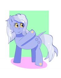 Size: 1259x1592 | Tagged: safe, artist:redfire-pony, derpibooru import, oc, oc only, oc:niezapominajka, earth pony, pony, passepartout, smiling, solo, waving