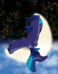 Size: 1259x1592 | Tagged: safe, artist:redfire-pony, derpibooru import, oc, oc only, oc:swift star, pegasus, pony, female, mare, moon, night, sleeping, solo, tangible heavenly object