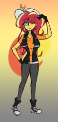 Size: 2000x4200 | Tagged: safe, artist:willowcatkin, derpibooru import, sunset shimmer, human, equestria girls, g4, converse, gradient background, shoes, solo