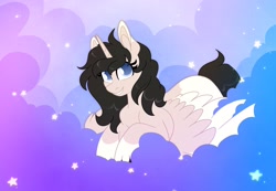 Size: 2048x1418 | Tagged: safe, artist:karzii, derpibooru import, oc, oc only, oc:bejewelled clouddust, alicorn, pony, art trade, emo, lgbt, ponysona