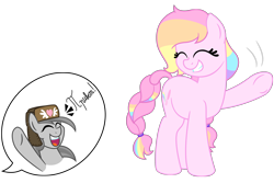 Size: 3000x2000 | Tagged: safe, artist:besttubahorse, derpibooru import, oc, oc only, oc:colorblaze, oc:zippy snips, cyrillic, eyes closed, motion lines, russian, simple background, smiling, text, transparent background, vector, waving