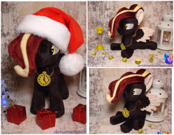 Size: 2560x2000 | Tagged: safe, artist:1stastrastudio, derpibooru import, oc, oc:timezone, pegasus, pony, christmas, hat, holiday, irl, lying down, photo, plushie, prone, santa hat, solo