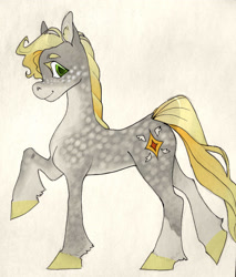 Size: 1620x1900 | Tagged: safe, artist:kavli-kaffel, derpibooru import, oc, oc only, earth pony, abstract background, looking at you, male, traditional art