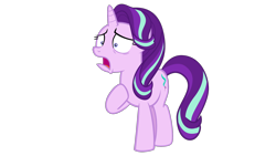 Size: 1920x1080 | Tagged: safe, artist:starlightglimmer04, derpibooru import, edit, edited screencap, screencap, starlight glimmer, pony, unicorn, g4, no second prances, female, frown, horn, mare, not a vector, open mouth, raised hoof, raised leg, simple background, solo, transparent background