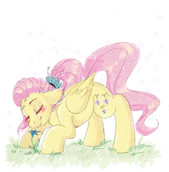 Size: 1920x1948 | Tagged: safe, artist:pozya1007, derpibooru import, fluttershy, pegasus, pony, g4, adult, eyes closed, simple background, solo, wings