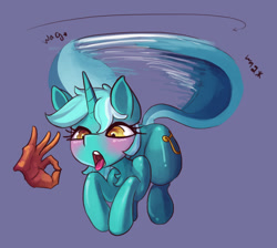 Size: 1618x1452 | Tagged: safe, artist:alexsavenije, derpibooru import, lyra heartstrings, earth pony, human, pony, g4, ahegao, behaving like a dog, blue coat, blushing, chest fluff, digital art, digital painting, duo, female, hand, mare, onomatopoeia, open mouth, rendering, shading, shiny coat, simple background, tail, tail wag, that pony sure does love hands, that pony sure does love humans, tongue, tongue out, two toned mane