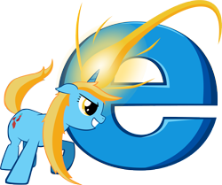 Size: 3682x3076 | Tagged: safe, artist:spokesthebrony, derpibooru import, pony, unicorn, 2012, browser ponies, female, horn, internet explorer, logo, magic, mare, ponified, simple background, solo, species swap, transparent background, vector, white background