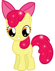 Size: 1583x2048 | Tagged: safe, derpibooru import, apple bloom, earth pony, pony, g4, apple bloom's bow, bow, cute, female, filly, foal, grin, hair bow, looking at you, official, shiny mane, shiny tail, simple background, smiling, solo, stock vector, transparent background, zazzle