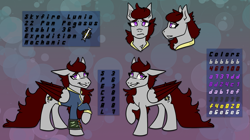 Size: 2143x1204 | Tagged: safe, artist:hiddenfaithy, derpibooru import, oc, oc only, oc:skyfire lumia, pegasus, pony, fallout equestria, clothes, fallout equestria: uncertain ties, fanfic art, female, jumpsuit, long mane, mare, pipbuck, reference sheet, vault suit