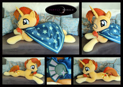 Size: 3968x2788 | Tagged: safe, artist:purplenebulastudios, derpibooru import, sunburst, pony, cloak, clothes, glasses, irl, life size, photo, plushie, solo, sunburst's cloak, sunburst's glasses