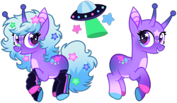 Size: 2430x1422 | Tagged: safe, artist:strawberry-spritz, derpibooru import, oc, alien, alien pony, earth pony, pony, antennae, clothes, female, leg warmers, mare, simple background, solo, transparent background