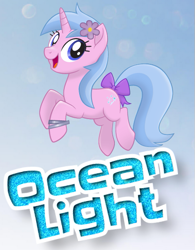 Size: 443x567 | Tagged: safe, artist:anonymous, derpibooru import, oc, oc only, oc:ocean light, pony, unicorn, g4, my little pony: the movie, bow, bracelet, female, female oc, flower, flower in hair, horn, jewelry, looking at you, mare, mlp movie pony maker, smiling, smiling at you, solo, tail, tail bow, unicorn oc