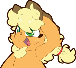 Size: 4485x4007 | Tagged: safe, artist:cutepencilcase, derpibooru import, applejack, earth pony, pony, g4, absurd resolution, applejack's hat, bust, clothes, colored pupils, cowboy hat, hat, portrait, simple background, smiling, solo, transparent background