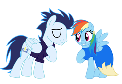 Size: 4081x2840 | Tagged: safe, artist:soarindasher10, rainbow dash, soarin', pegasus, pony, clothes, cute, dashabetes, dress, female, if only, male, mare, shipping, simple background, soarindash, stallion, straight, transparent background