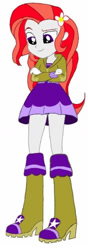 Size: 467x1331 | Tagged: safe, derpibooru import, oc, oc only, oc:magic girl, human, equestria girls, g4, boots, clothes, crossed arms, female, flower, flower in hair, high heel boots, hoodie, recolor, shirt, shoes, simple background, skirt, solo, white background