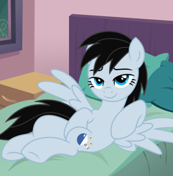 Size: 7000x7106 | Tagged: safe, artist:creedyboy124, derpibooru import, oc, oc only, oc:chloe park, pegasus, pony, base used, bed, female, lying down, mare, pegasus oc, smiling, solo