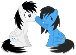 Size: 7321x5296 | Tagged: safe, artist:creedyboy124, derpibooru import, oc, oc only, oc:sarah lee, oc:shane park, pegasus, pony, base used, boop, duo, duo male and female, eyes closed, female, male, mare, mother and child, mother and son, noseboop, parent and child, pegasus oc, simple background, sitting, stallion, transparent background