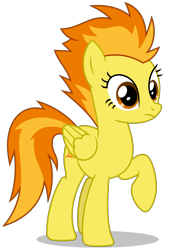 Size: 4131x6101 | Tagged: safe, artist:creedyboy124, derpibooru import, spitfire, pegasus, pony, g4, base used, canon, female, mare, missing accessory, raised hoof, raised leg, simple background, solo, standing, stare, transparent background