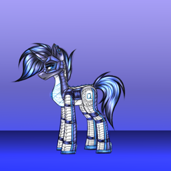 Size: 3000x3000 | Tagged: safe, artist:darklight1315, derpibooru import, oc, oc only, oc:doom mare, cyborg, pony, unicorn, fallout equestria, augmented, concept art, cybernetic legs, cyborg pony, doctor doom, fallout equestria: mayday, female, gem, horn, implants, mare, marvel, mask, q, solo