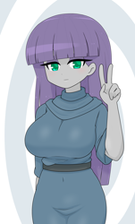 Size: 1372x2273 | Tagged: safe, artist:batipin, derpibooru import, maud pie, human, equestria girls, g4, 2d, adorasexy, bangs, breasts, clothes, cute, eyeshadow, female, looking at you, makeup, maud pies, sexy, short sleeves, smiling, smiling at you, solo, straight hair, stupid sexy maud pie, waist belt