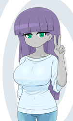 Size: 1372x2273 | Tagged: safe, alternate version, artist:batipin, derpibooru import, maud pie, human, equestria girls, g4, 2d, adorasexy, bangs, belly, belly button, breasts, clothes, cute, eyeshadow, female, makeup, maud pies, maudabetes, sexy, shirt, short sleeves, shorts, solo, straight hair, stupid sexy maud pie