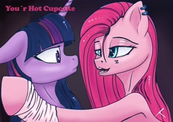 Size: 4096x2896 | Tagged: safe, artist:bluishdraft, derpibooru import, pinkie pie, twilight sparkle, earth pony, pony, unicorn, duo, female, horn, lesbian, mare, piercing, pinkamena diane pie, shipping, twinkie