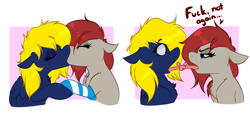 Size: 3720x1712 | Tagged: safe, artist:witchtaunter, derpibooru import, oc, oc only, oc:naveen numbers, oc:ponepony, pony, comic, commission, dialogue, duo, duo female, female, kiss on the lips, kissing, lesbian, oc x oc, sexy, shipping, simple background, sinfully sexy, vulgar