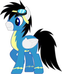 Size: 3478x4104 | Tagged: safe, artist:star-armour95, derpibooru import, oc, oc only, oc:shane park, pegasus, g4, clothes, goggles, male, simple background, solo, stallion, transparent background, uniform, vector, wonderbolts, wonderbolts uniform