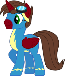 Size: 3363x3905 | Tagged: safe, artist:star-armour95, derpibooru import, oc, oc only, oc:rogan, alicorn, pony, g4, alicorn oc, clothes, goggles, horn, male, simple background, solo, stallion, transparent background, uniform, vector, wings, wonderbolts, wonderbolts uniform