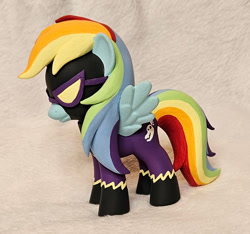 Size: 1146x1074 | Tagged: safe, artist:sanadaookmai, derpibooru import, rainbow dash, pegasus, pony, clothes, costume, craft, irl, nightmare night costume, photo, shadowbolt dash, shadowbolts costume, solo, toy