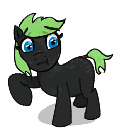 Size: 512x512 | Tagged: safe, artist:wren, derpibooru import, oc, oc only, oc:fanonlilly, earth pony, pony, awkward, coat markings, concerned, dappled, eyebrows, eyebrows visible through hair, female, mare, simple background, solo, standing, tail, tail wrap, transparent background