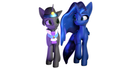 Size: 1920x1080 | Tagged: safe, artist:saphire systrine, derpibooru import, king sombra, princess luna, 3d, blender, blender eevee, cute, duo, duo male and female, female, good king sombra, male, ship:lumbra, shipping, simple background, slender, straight, thin, transparent background, vs twi