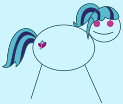 Size: 705x595 | Tagged: safe, artist:twilyisbestpone, derpibooru exclusive, derpibooru import, sonata dusk, earth pony, pony, equestria girls, g4, rainbow rocks, 1000 hours in ms paint, equestria girls ponified, female, intentionally bad, light blue background, mare, ms paint, ponified, ponytail, quality, rainbow rocks 10th anniversary, simple background, smiling, solo, species swap, stick figure, stick pony, stickmare, stylistic suck